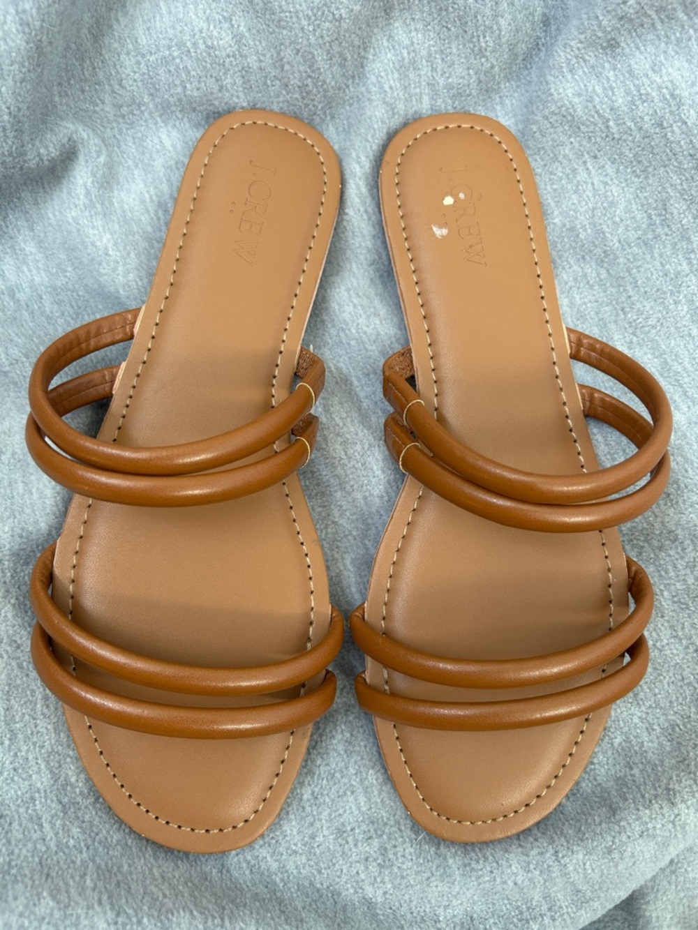 J. CREW Seaside Cruise Beach Dark Sand Color Size 8 Sandals with Tubular Straps